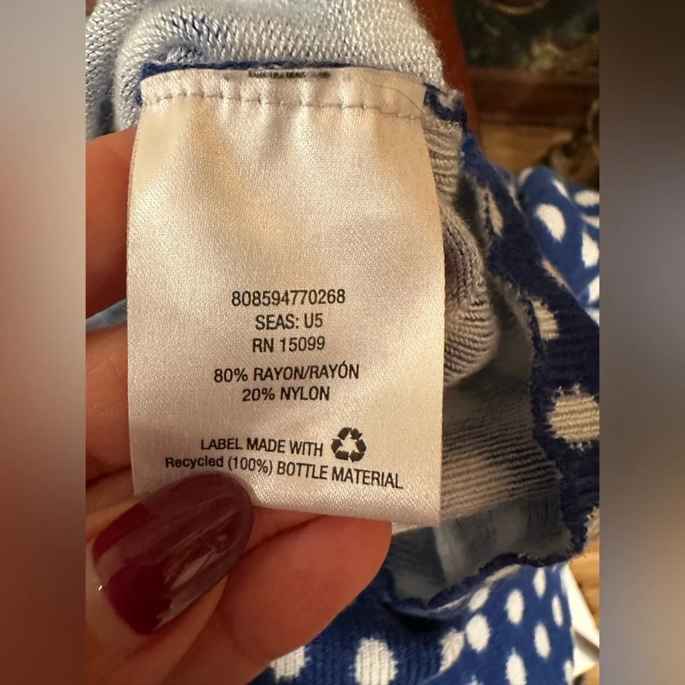 Covington Blue White Polka Dot Cardigan Sweater Soft Knit Minimalist Preppy - Picture 8 of 8